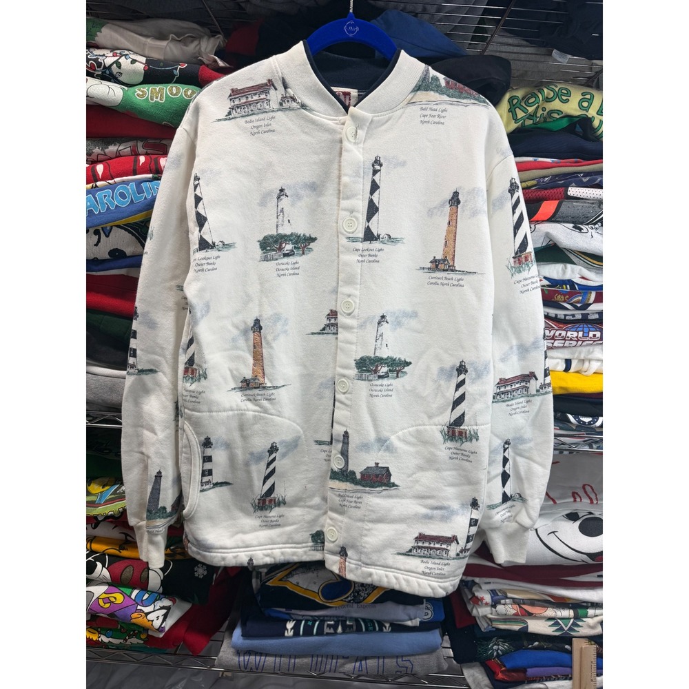 Art Unlimited Sportswear North Carolina Lighthouses Button Sweatshirt Mens Small